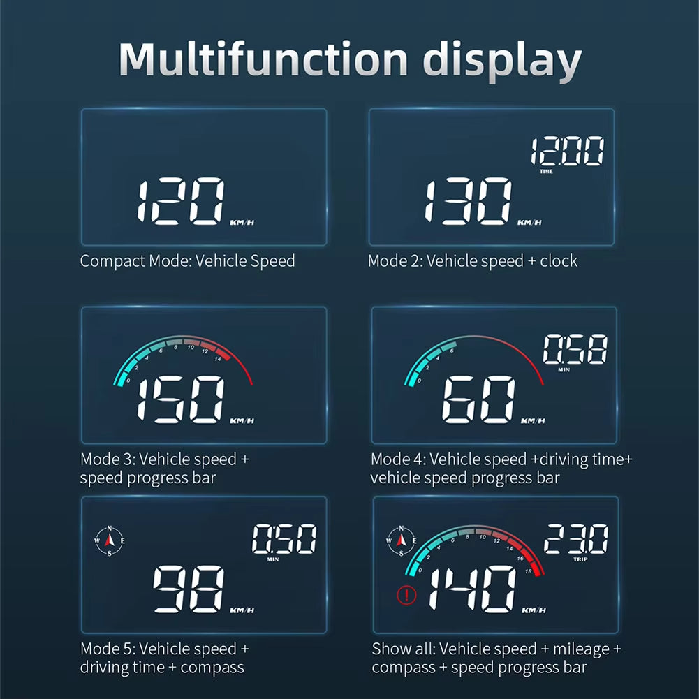 Universal Digital Speedometer GPS Car HUD Head up Display MPH Overspeed Alarm