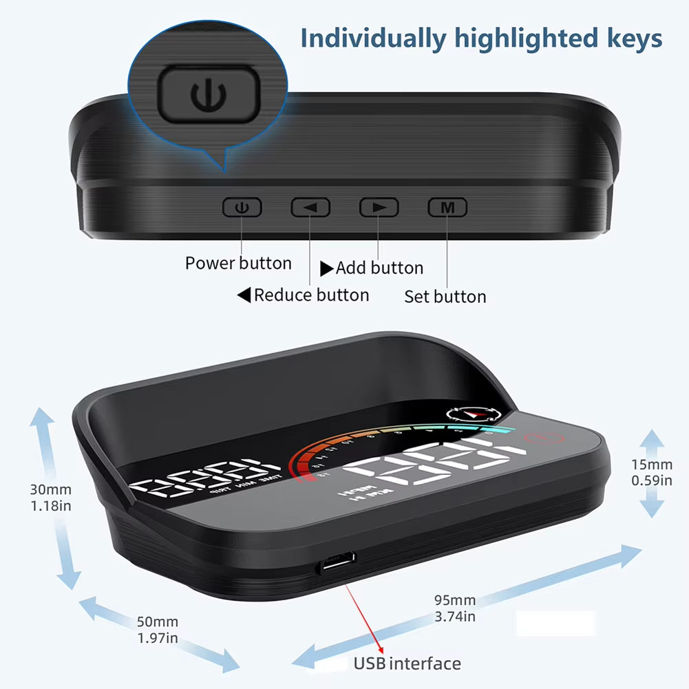 Universal Digital Speedometer GPS Car HUD Head up Display MPH Overspeed Alarm