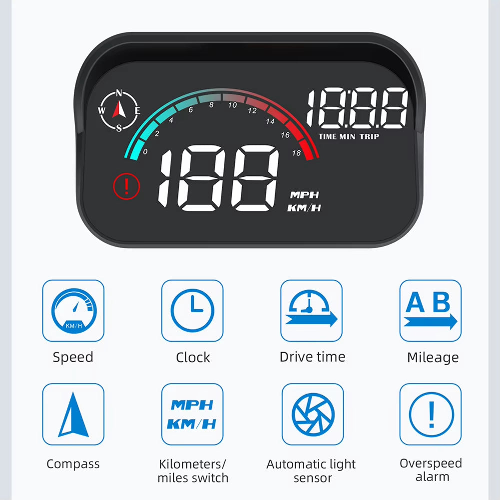 Universal Digital Speedometer GPS Car HUD Head up Display MPH Overspeed Alarm